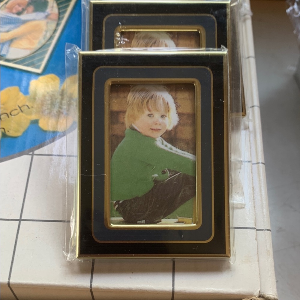 Mini Photo Frames Black, Gold and Grey/Blue Photo Set/10